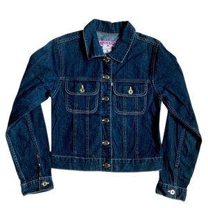 Vintage | Silver Jeans Denim Dark Wash Cropped Jean Jacket Western Cotton